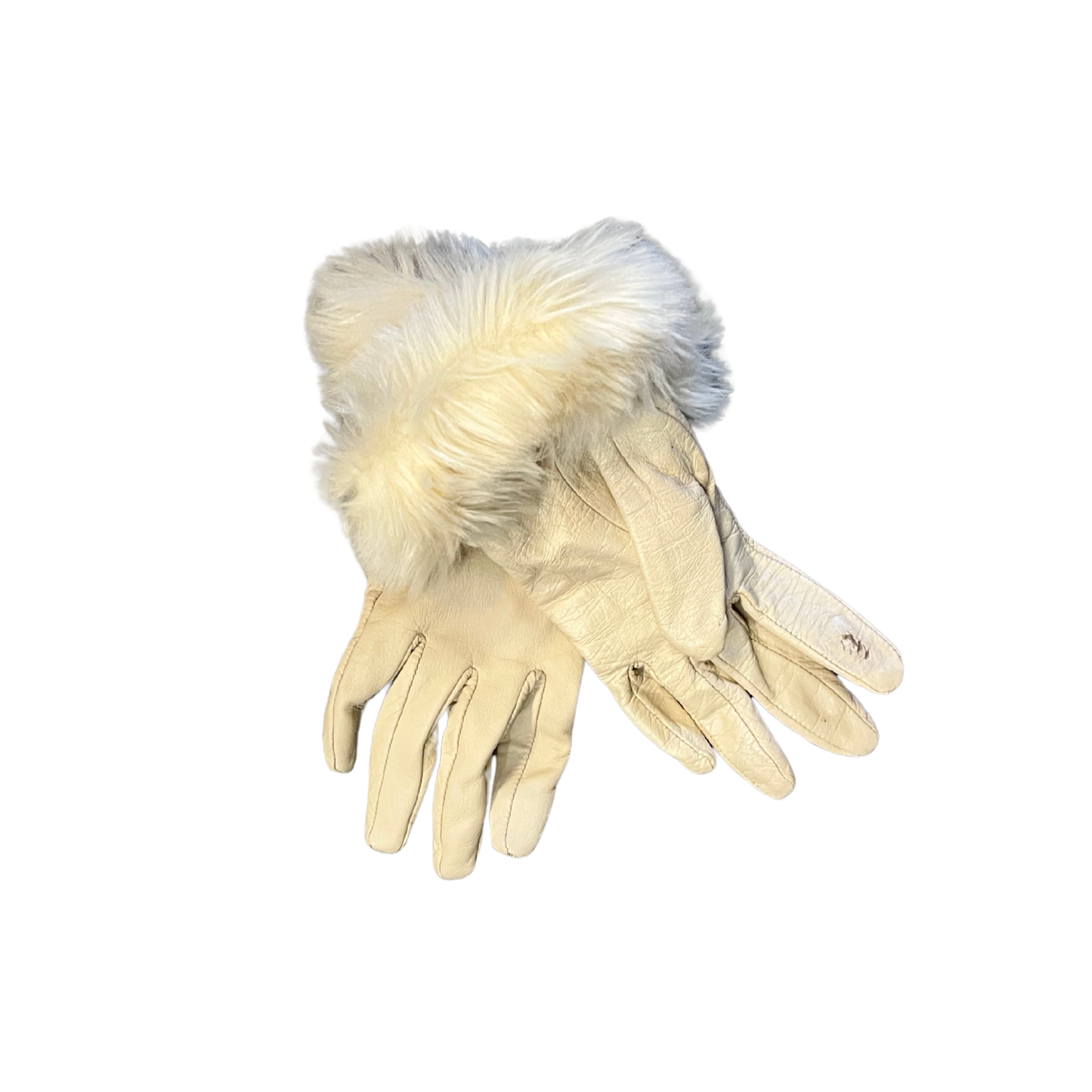 FOREVER NEW cream fur leather gloves B0626