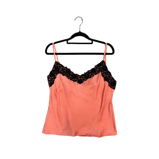 ASHLEY FOGAL pink black lace silk Cami B0526