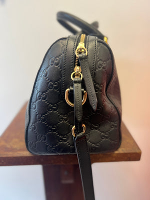 Gucci embossed Black Gucci Bowler Bag RRP $6000