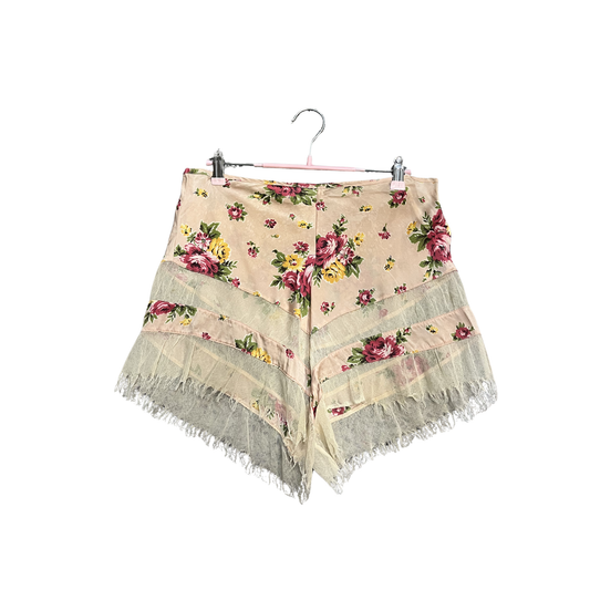 TRELISE COOPER vintage Silk Floral Half Lace Mini shorts B0526