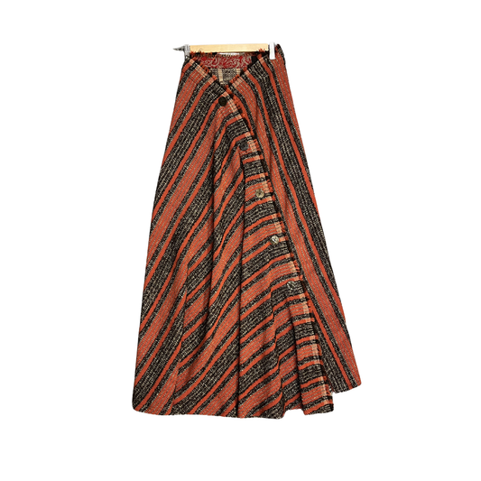 MISS CRAB Rust Tweed coloured knit button skirt B0326