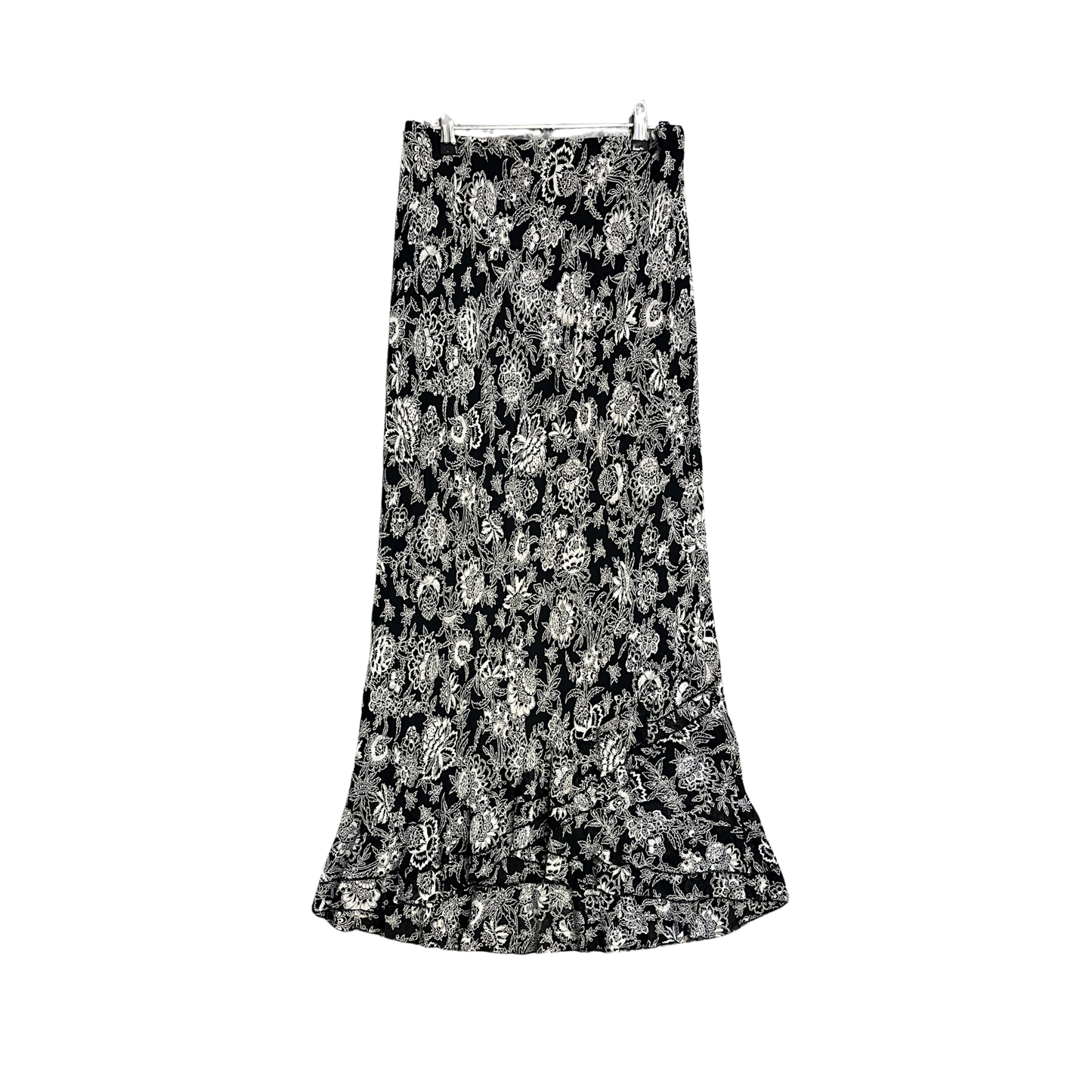 LISA LAW black white floral Maxi Frilly bottom Skirt P0426