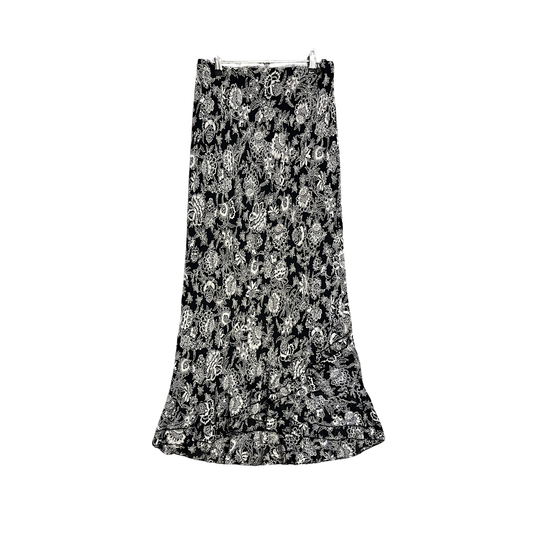 LISA LAW black white floral Maxi Frilly bottom Skirt P0426