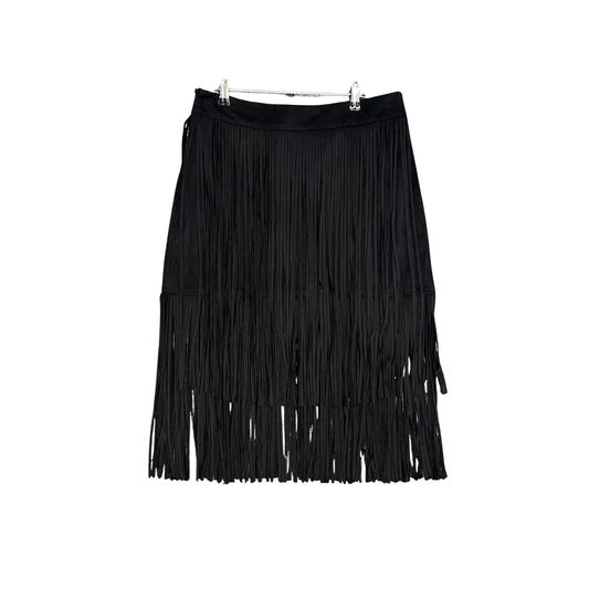ZARA Black tassle Midi Skirt B0526