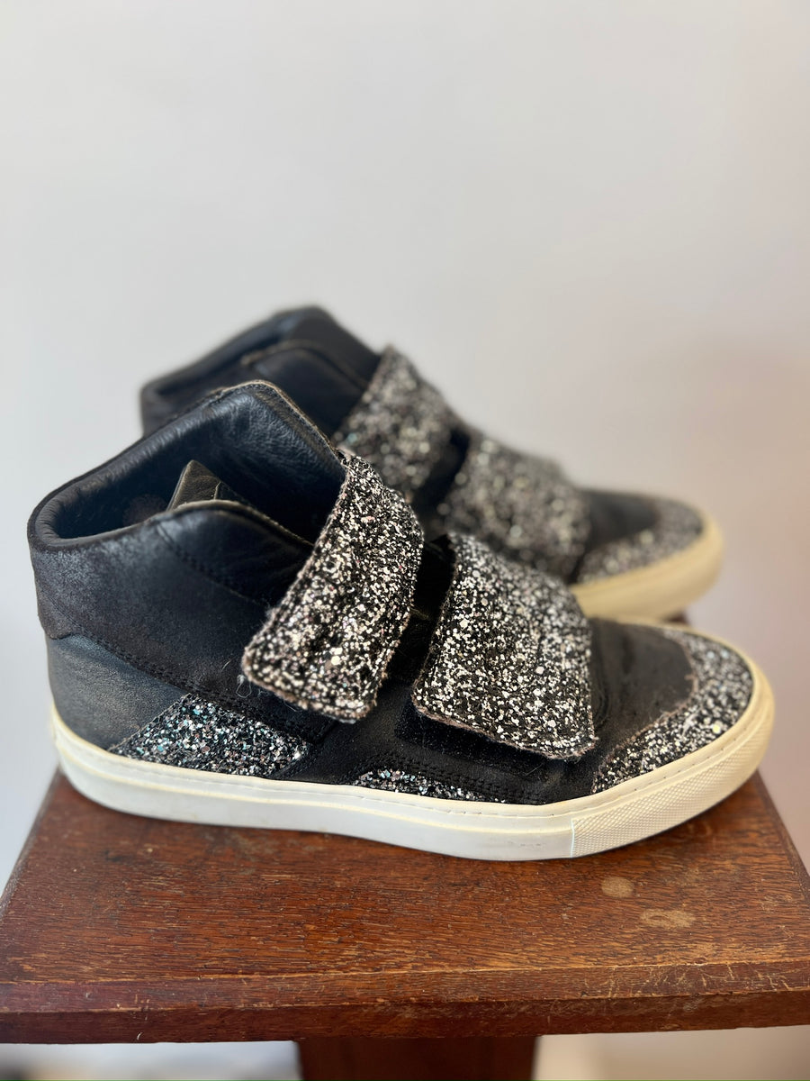 Maison Margiela Black Leather with Glitter Hi Tops