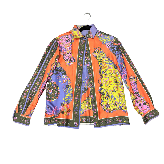 EMILIO PUCCI Vintage Silk Purple pink Floral Shirt B0625