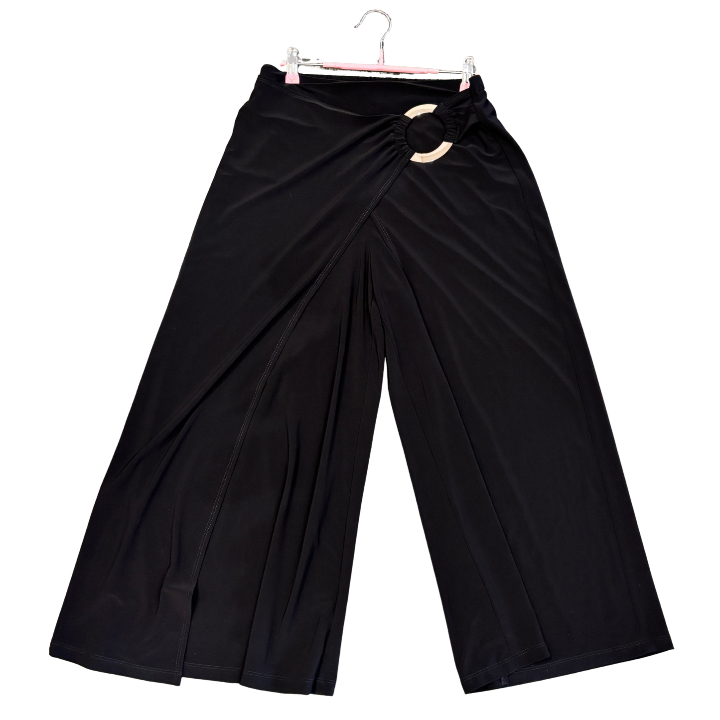 JOSEPH RIBKOFF Black wide leg pants with gold ring hardware - new with tags P1125