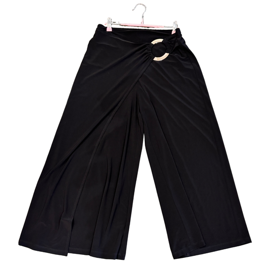 JOSEPH RIBKOFF Black wide leg pants with gold ring hardware - new with tags P1125
