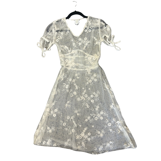 ANNA SUI White Lace embroidered Midi Dress R0425