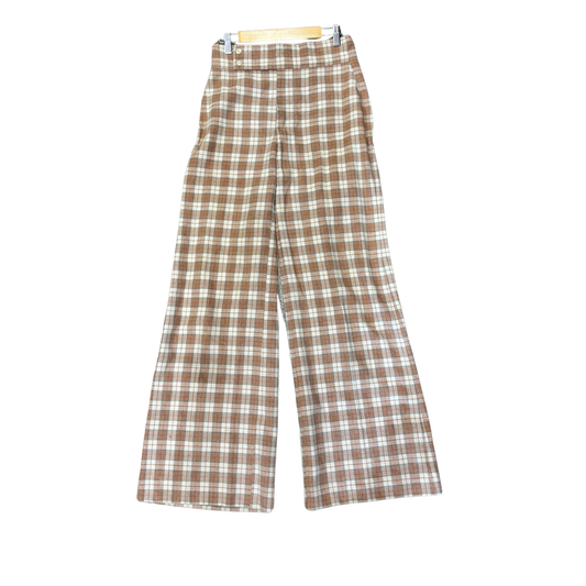 AERO Vintage Cotton Brown Gingham Wide/strt leg trou R0425