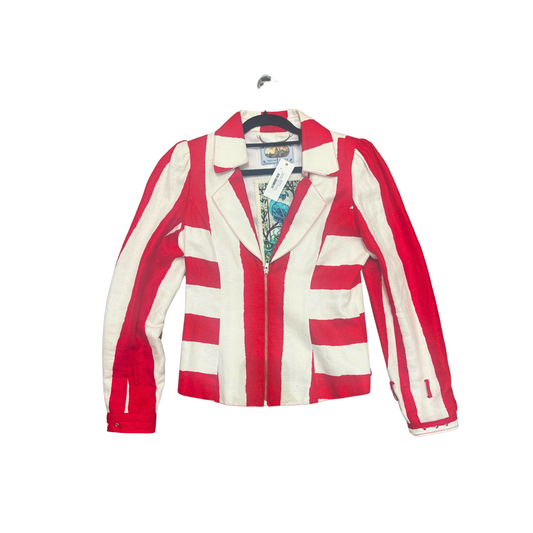 TRELISE COOPER Linen Red white stripe jacket R0425