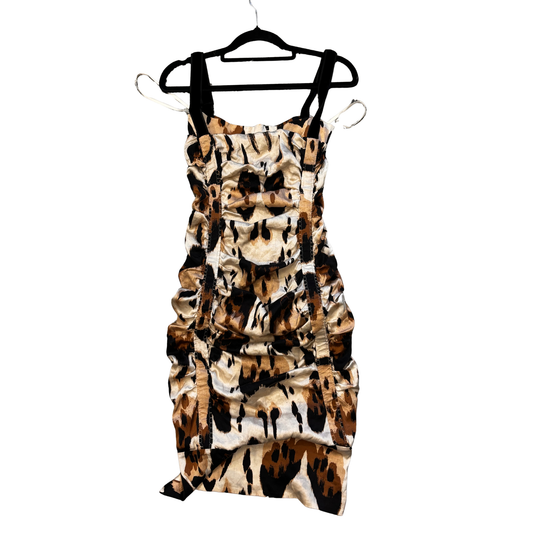 ROBERTO CAVALII Silk rown Animal print vintage mini Dress B0725