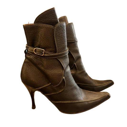 BOTEGA VENETA Black leather stiletto ankle Boots B0725