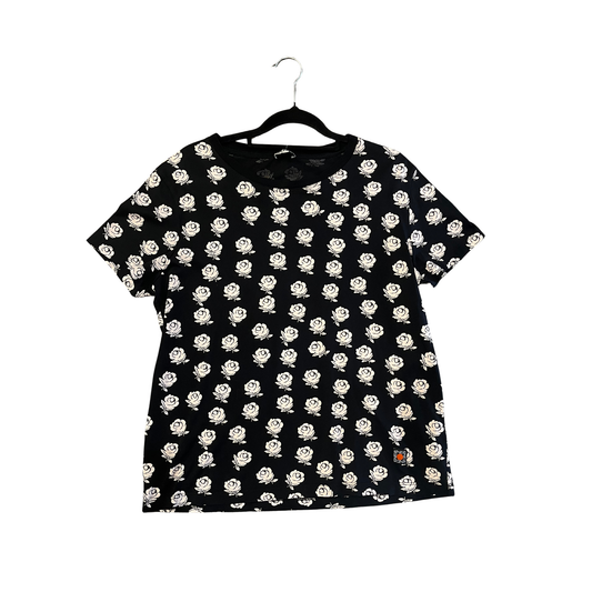 KENZO black white Cotton Floral Tee R0725
