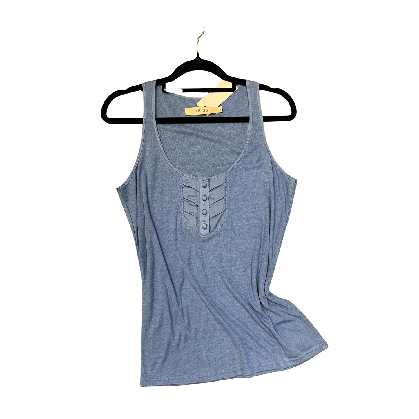 REISS Blue Button Silk Trim Singlet DNR B1025