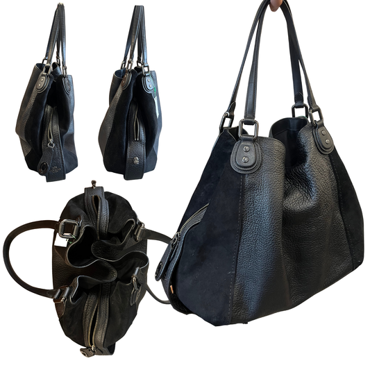 COACH black leather and suade handbag R0126