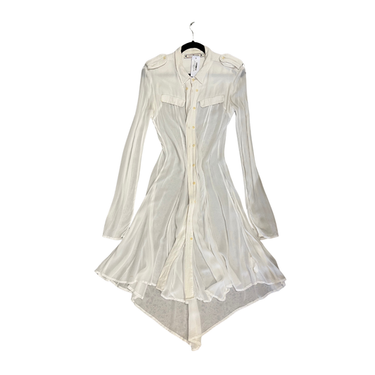 TRELISE COOPER white Sheer button up longsleeve dress P0525