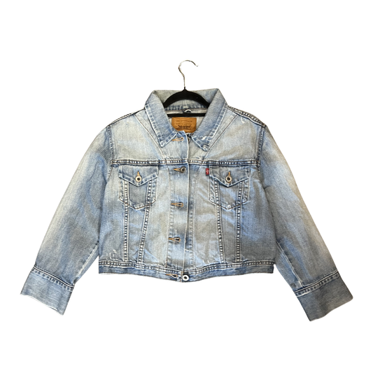 LEVIS Blue denim cropped trucker jacket Y0126