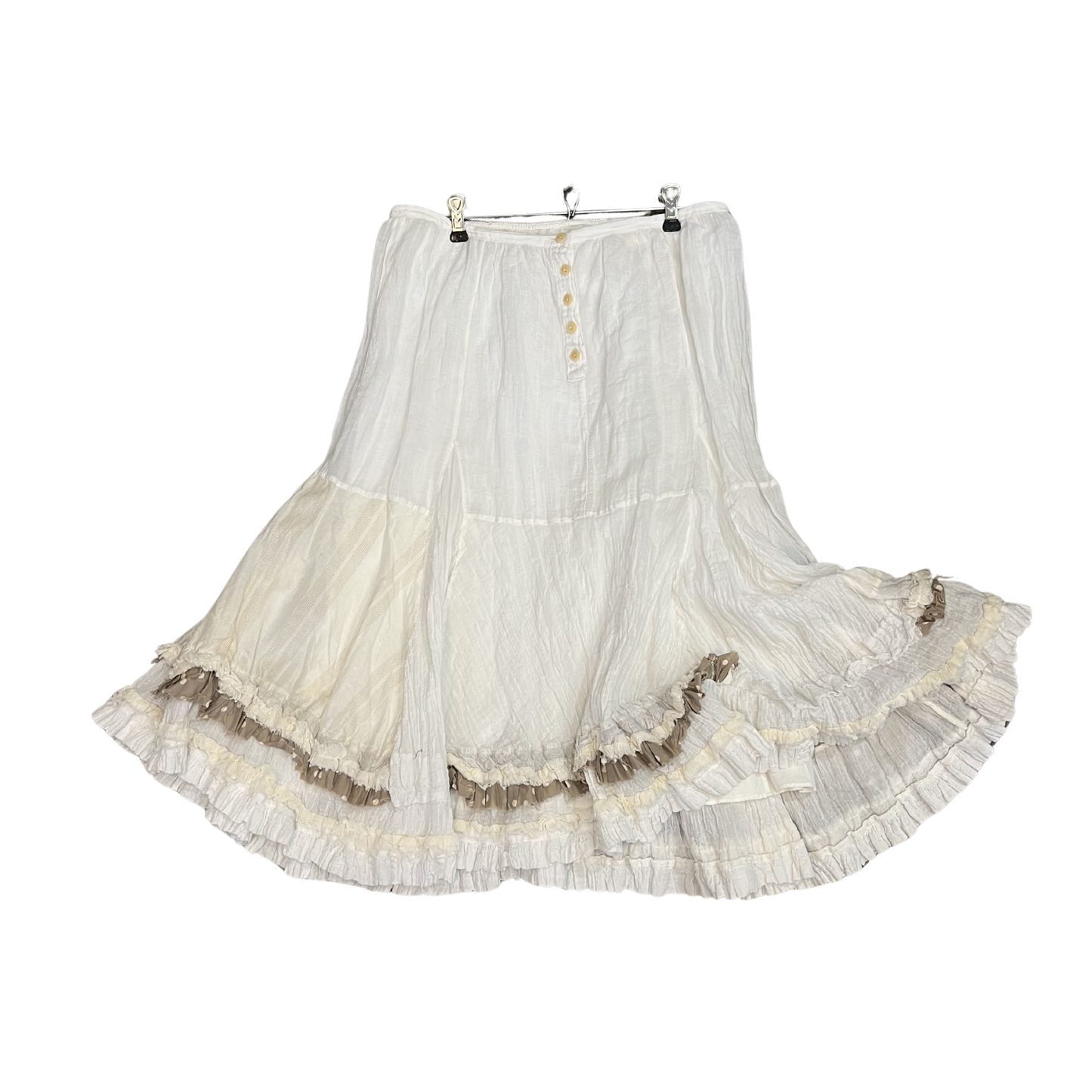 TRELISE COOPER white Cotton Detailed Frilly Midi Skirt with under layer R0126