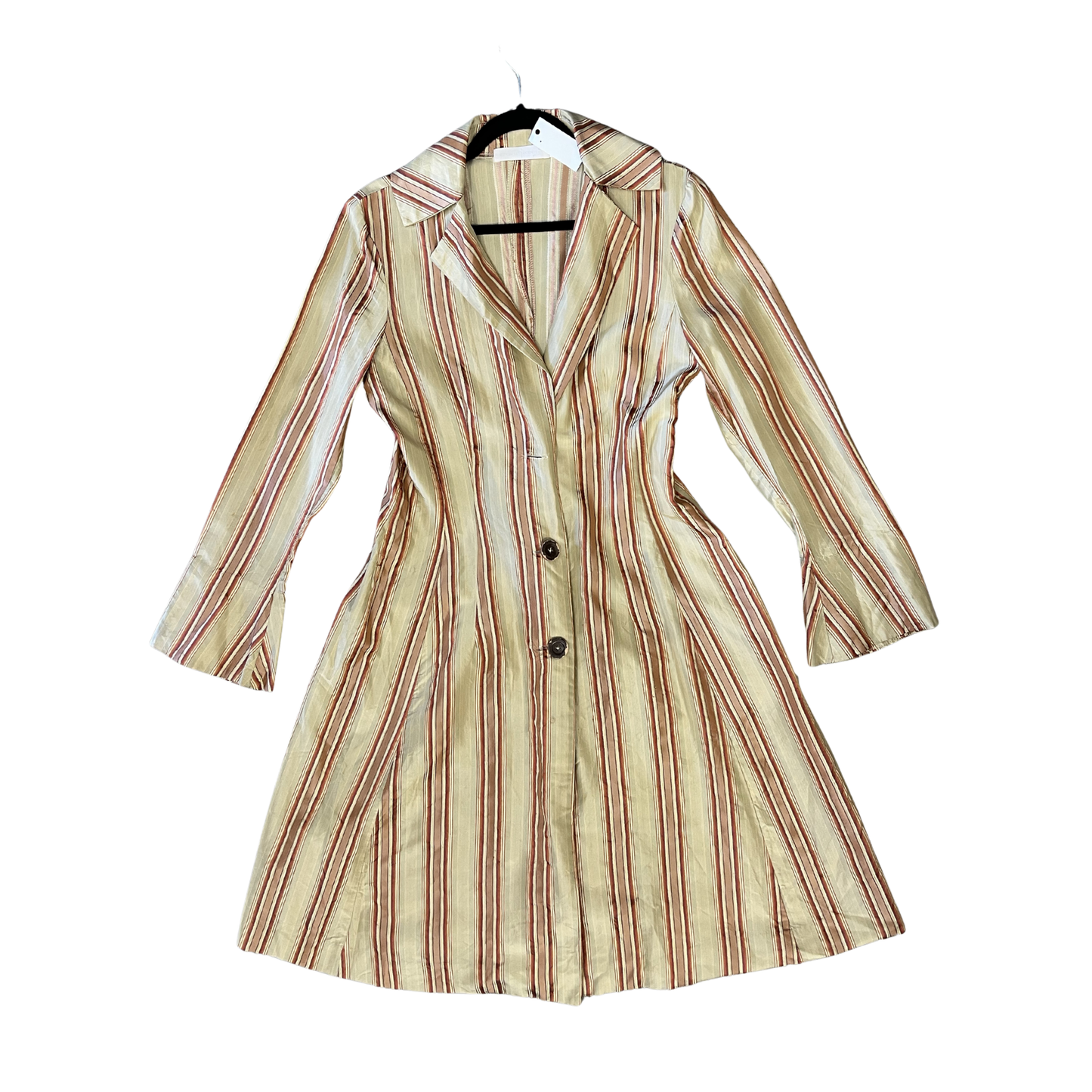 TRELISE COOPER vintage cream red stripe Trench (missing button)  R0126