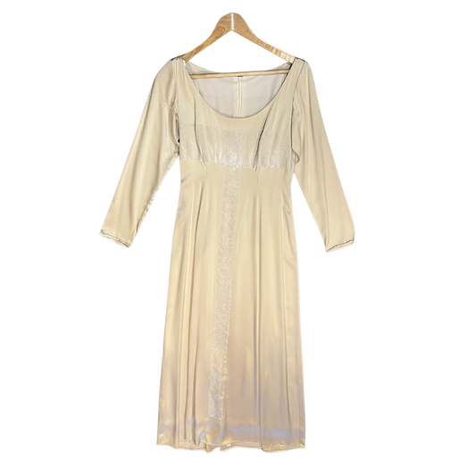 Vintage 1990s Silk Handmade Champagne gown B0225