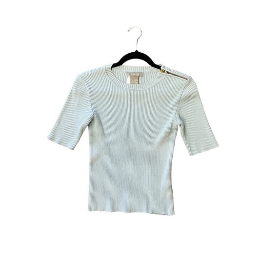 CARINE ribbed turquoise Side zip tee R0226