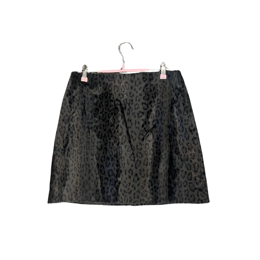 KAREN MILLEN grey Cheetah Print Fuzzy mini Skirt P0226