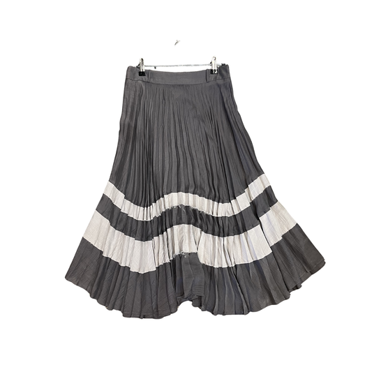 KATE SYLVESTER grey pleated stripe maxi skirt Y1125