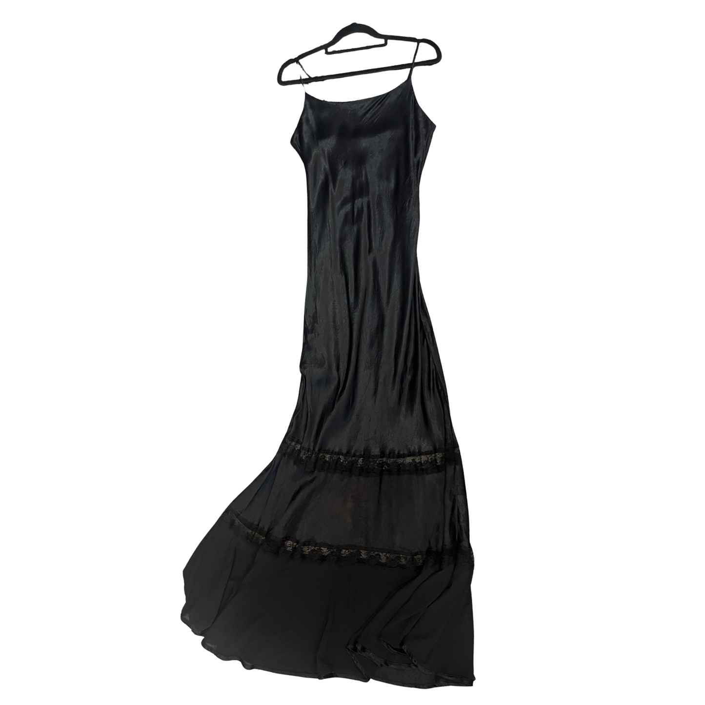 DAVID HOUSE black Vintage Lace shift bottom Maxi Dress B0226