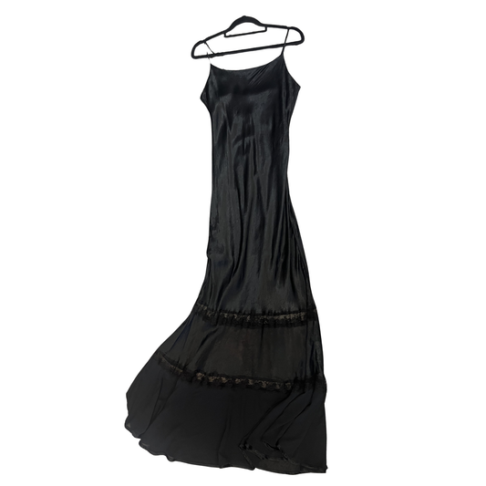 DAVID HOUSE black Vintage Lace shift bottom Maxi Dress B0226