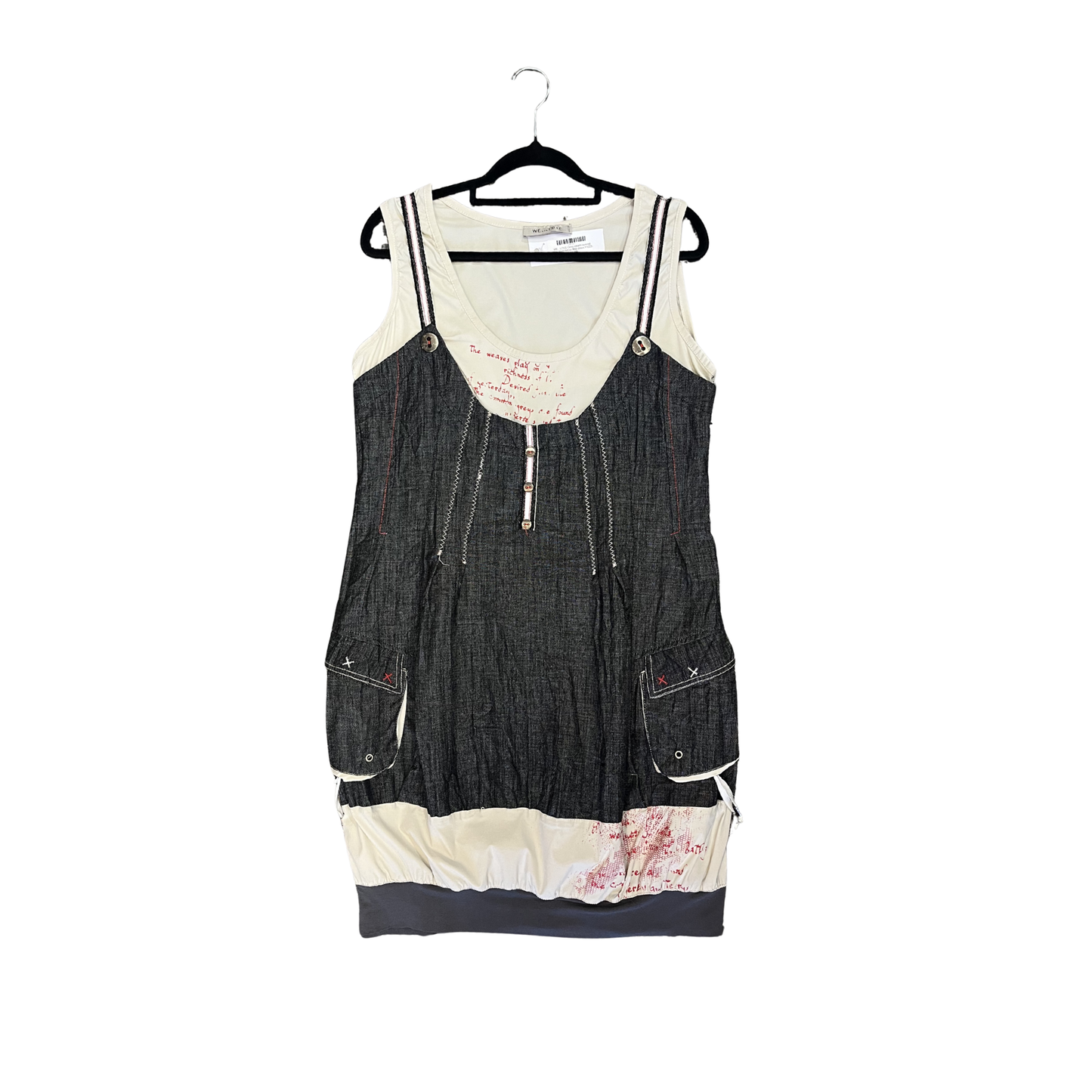 WE...LOVE Grey cream layered Style Red detrail Midi dress Y1225