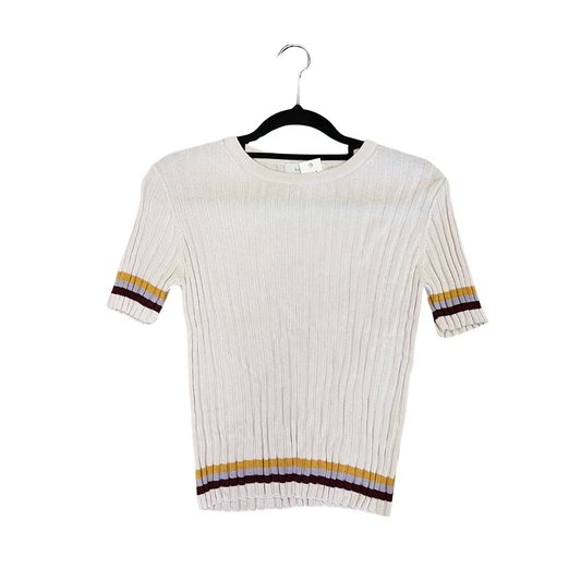 KAREN WALKER Cotton Ribbed stripe sleeve tee B0326