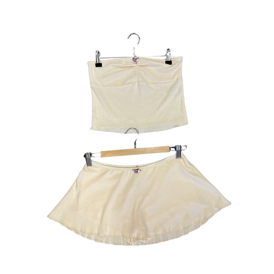 EDIKTED yellow Flower Detail Mini Skort and strapless top Set B0326