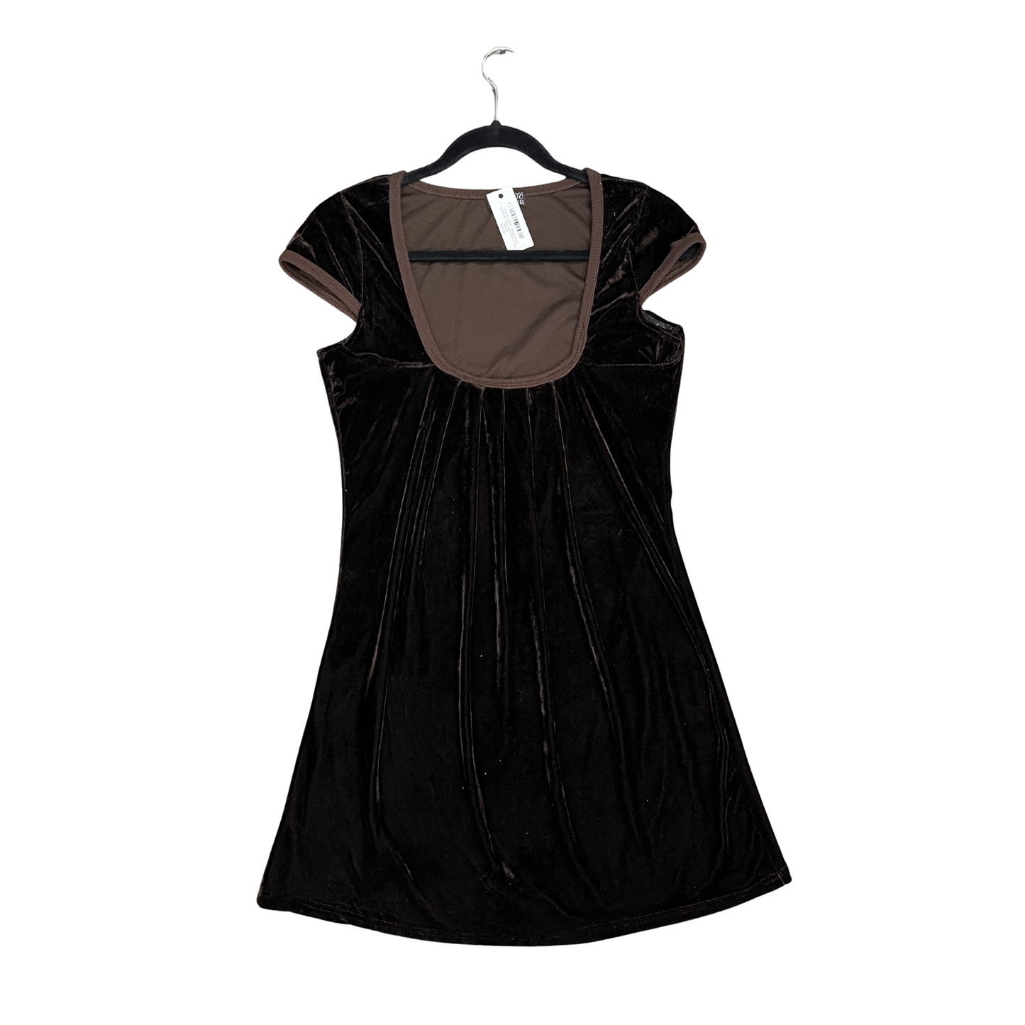 VOUGE CODE vintage Brown Velvet like scoop neck Mini Dress B0326