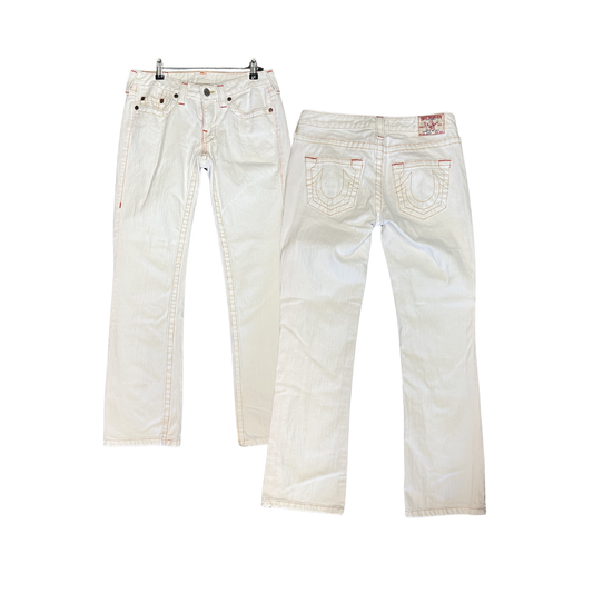 TRUE RELIGION Vintage orange Stitch White lowrise jeans P0226