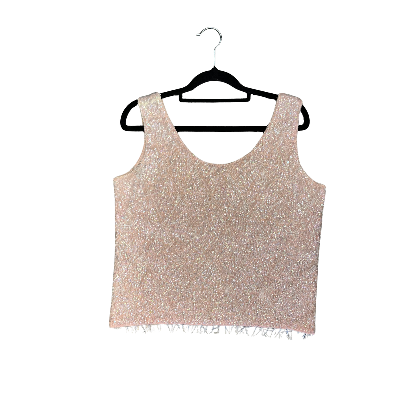 VINTAGE Pink sequin beaded top B0326