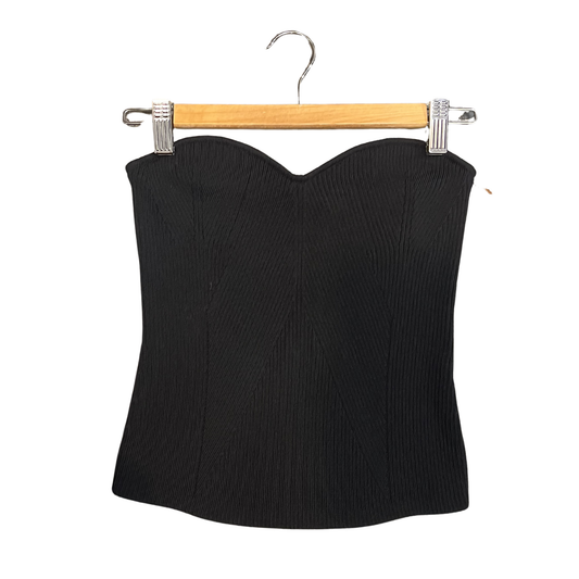 RUE DE FEMME black Ribbed valaire knit strapless top (new)  P0126