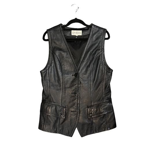 COMPAGNA black Vintage Leather Vest B0326