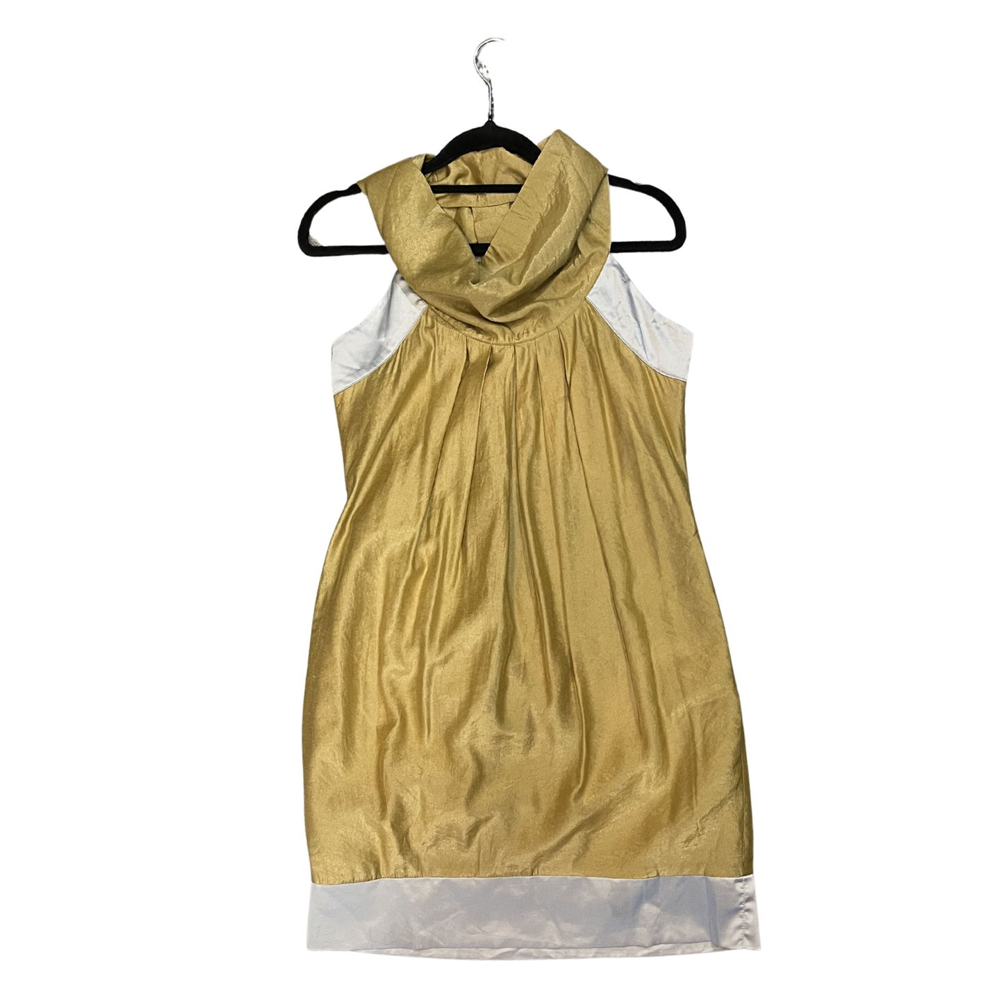 Gold silver shiney Boat High neck Mini Dress B0326