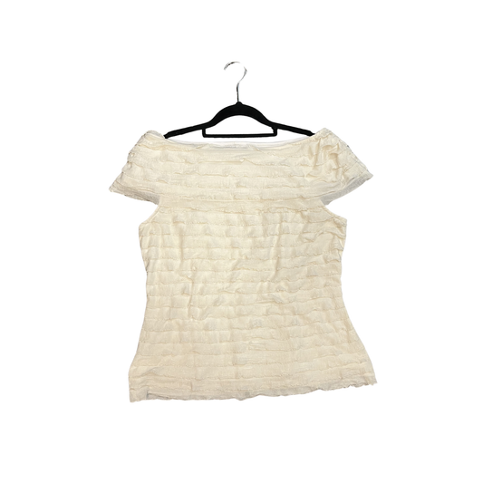CACHET White ruffle layered frill Vintage blouse B0426