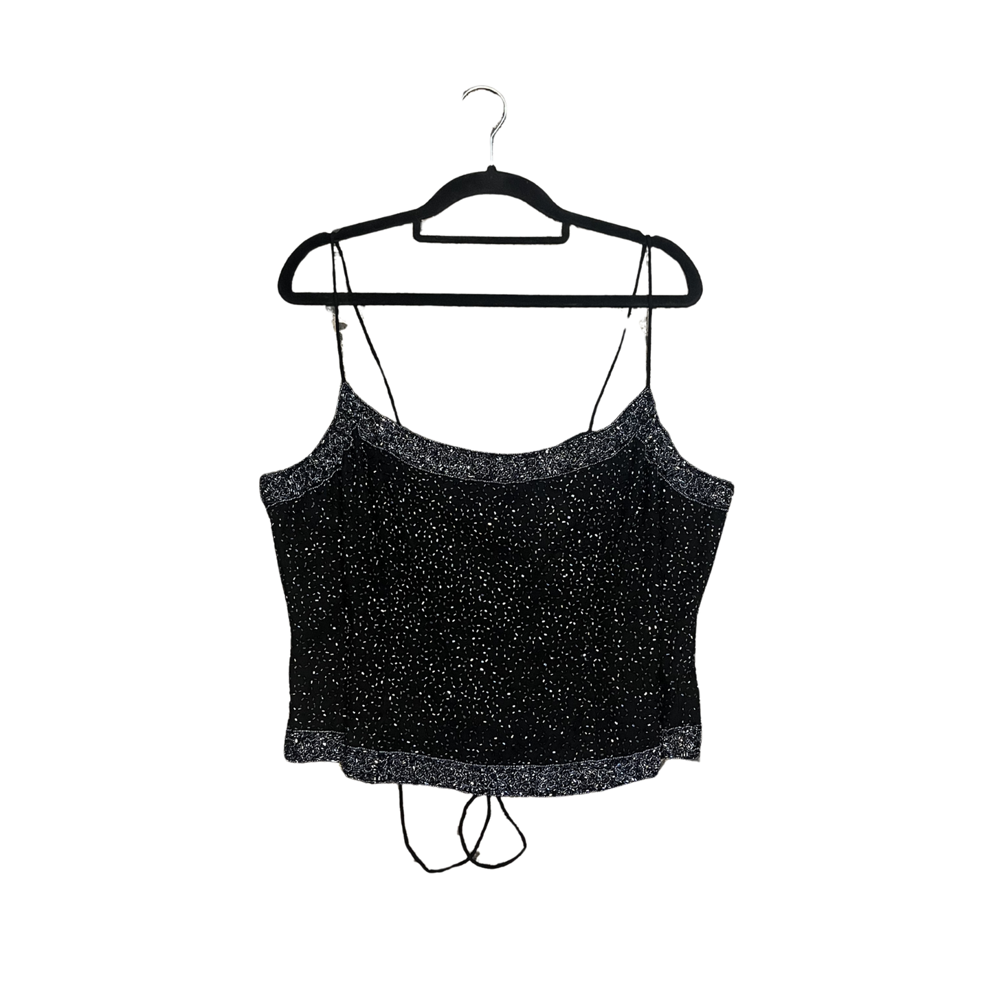 K SEPARATES Navy Sillk Beaded vintage tank Y0226