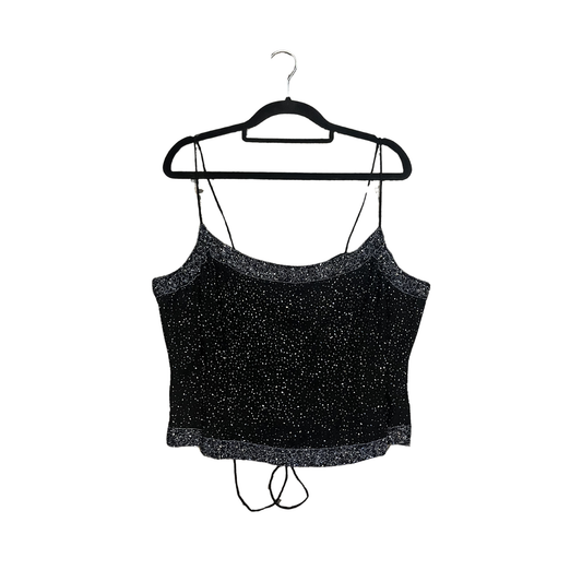 K SEPARATES Navy Sillk Beaded vintage tank Y0226