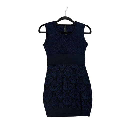 MARILYN SEYB navy black Wool mini dress B0426