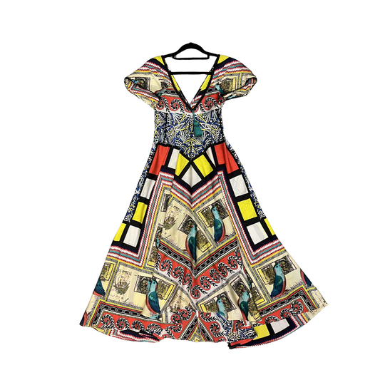 COOPPER Multicoloured shorsleeve bird Maxi dress B0326