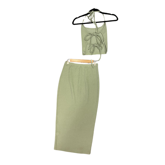 DEAR FRANKIE green backless halter top and maxi Skirt B0326