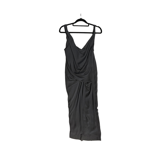 RICK OWENS Grey Silk Pinched Middle midi dress B0326