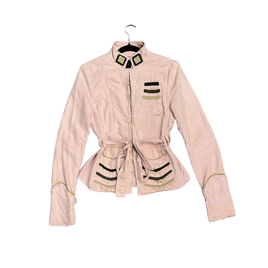 MARC JACOBS pink Distressed military clasp closure jacket R0426