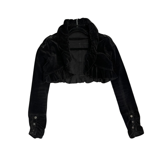 EDES black cropped frilly collar vintage Small Jacket R0426