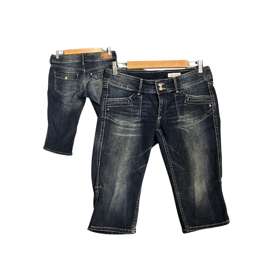 &SHORTS dark wash Vintage capri jean shorts Y0526