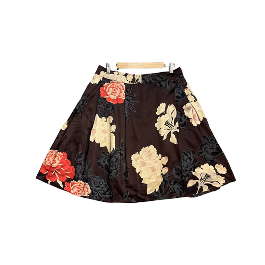 HUGO BOSS brown Floral Silk Midi Skirt Y0526